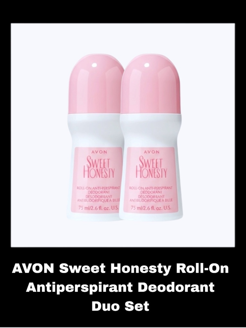 AVON Sweet Honesty 2.6 Fluid Ounces Roll-On Antiperspirant Deodorant Duo Set